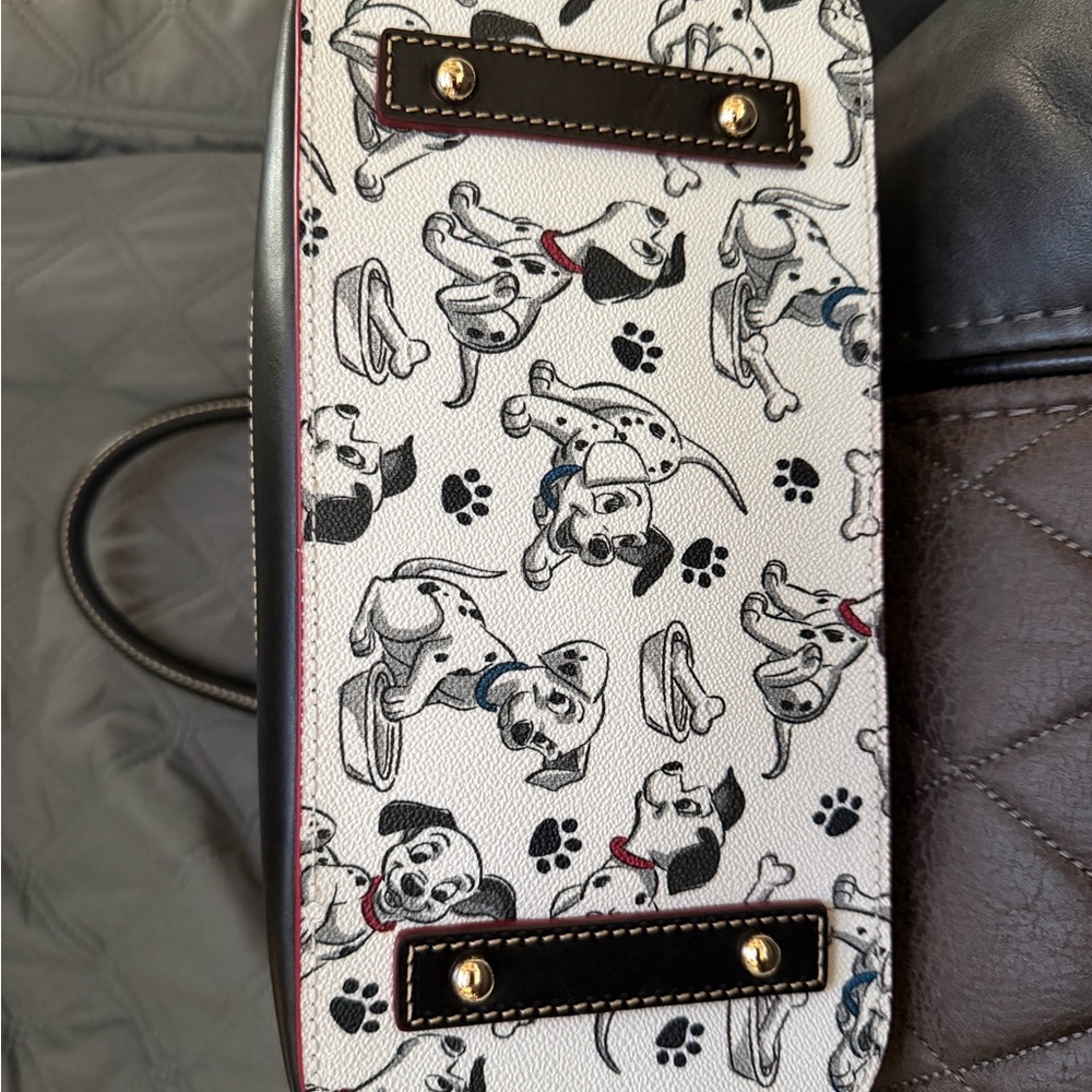 Dooney & Bourke Dog Print Satchel with Black and Red Accents - Picture 3 of 9
